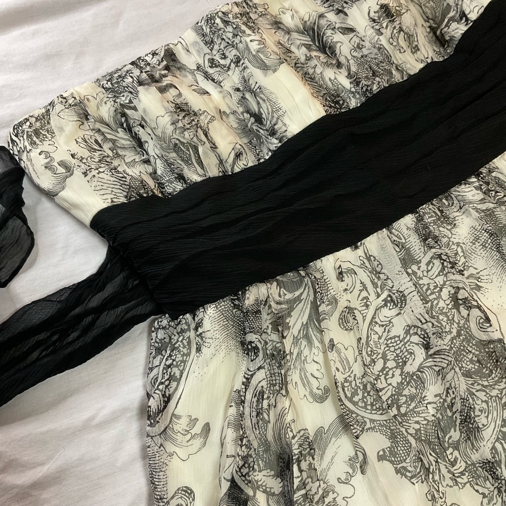 BCBGMaxAzria Cream and Black Strapless Silk Dress - Picture 2 of 13